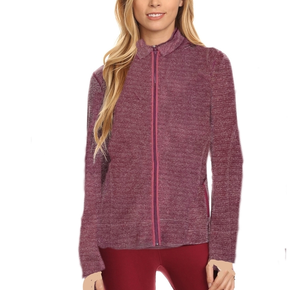 Woolrich Jackets & Blazers - Woolrich Vtg Womens Black Cherry Full Zip Cozy Fleece Jacket Size L